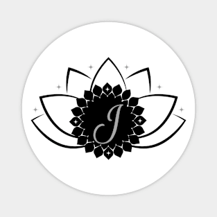 J - Lotus Flower Monogram Magnet